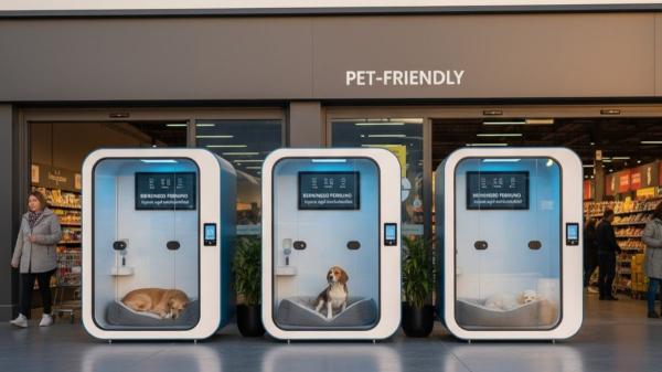 Adiós a dejar al perro atado fuera del súper: así funcionan las cabinas inteligentes que ya se pueden ver en Alemania - Cabinas inteligentes para perros: la alternativa que evita dejarlos atados al sol mientras compras