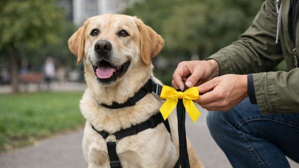 El lazo amarillo en la correa de un perro no es decorativo: es una señal de advertencia - Los casos en los que es recomendable utilizar el lazo amarillo