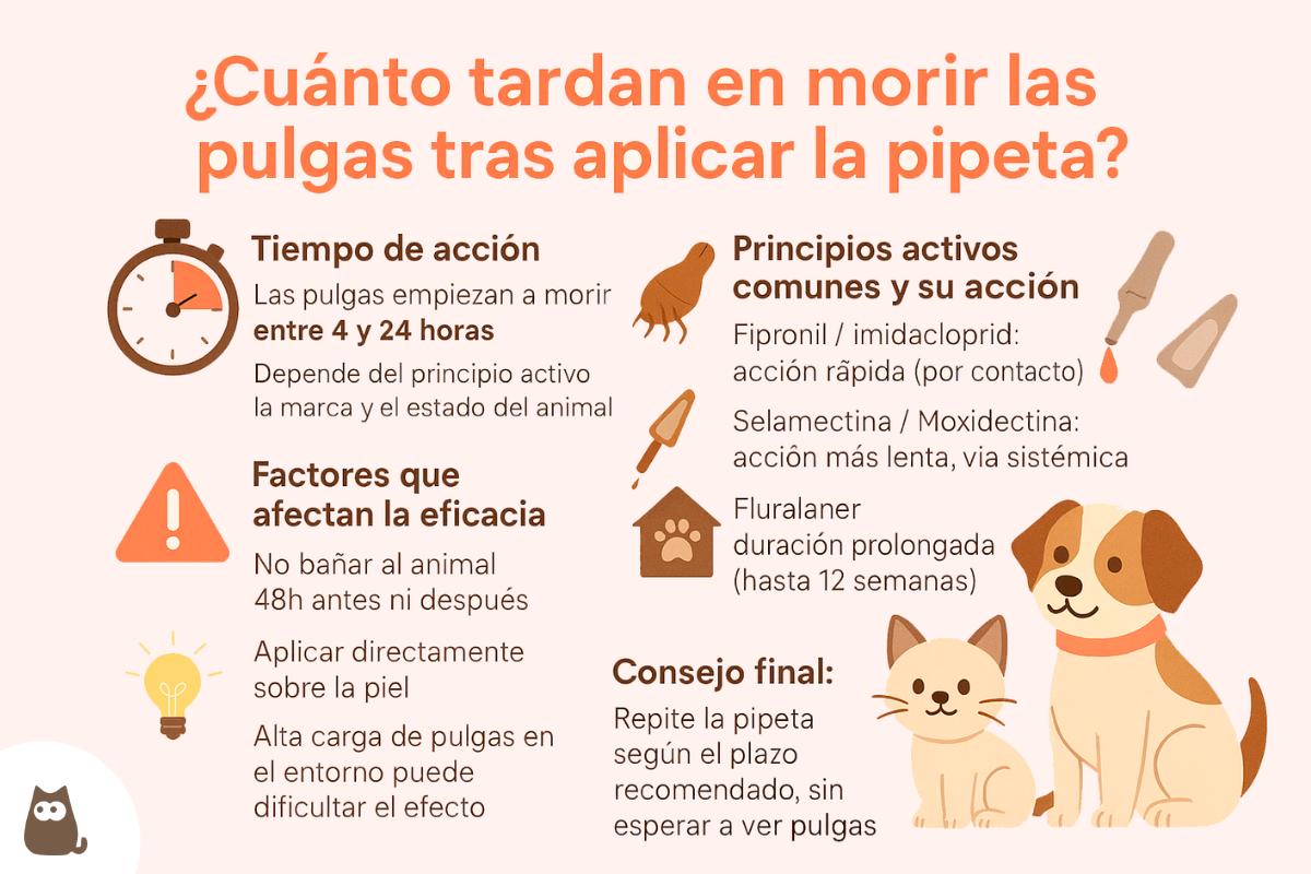 ¿Cuánto tardan en morir las pulgas después de la pipeta?